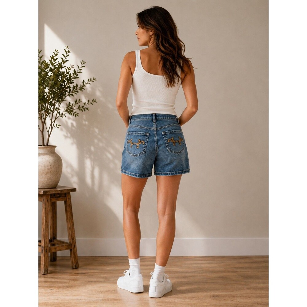 Style & Co. Women’s Denim Bermuda Shorts Embroidered Back Pockets Blue Jean 8